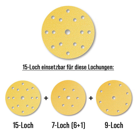 Schleiftitan.de gelochte Klettscheiben - Ausführung Gold