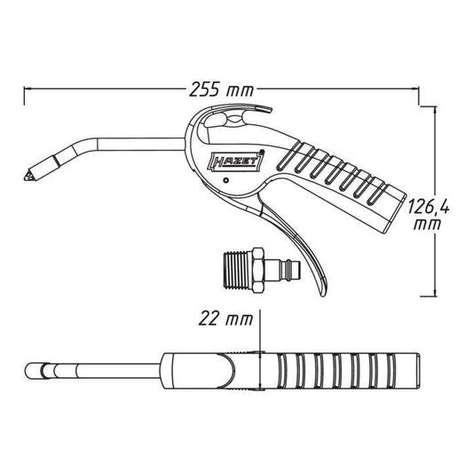 HAZET Ausblaspistole 100 mm, geräuscharm mit gebogenem Rohr 9040P-3 - Schleiftitan.de